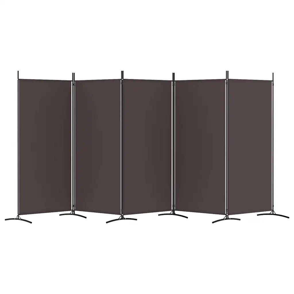Divisorio a 5 Pannelli Marrone 433x180 cm in Tessuto 350267