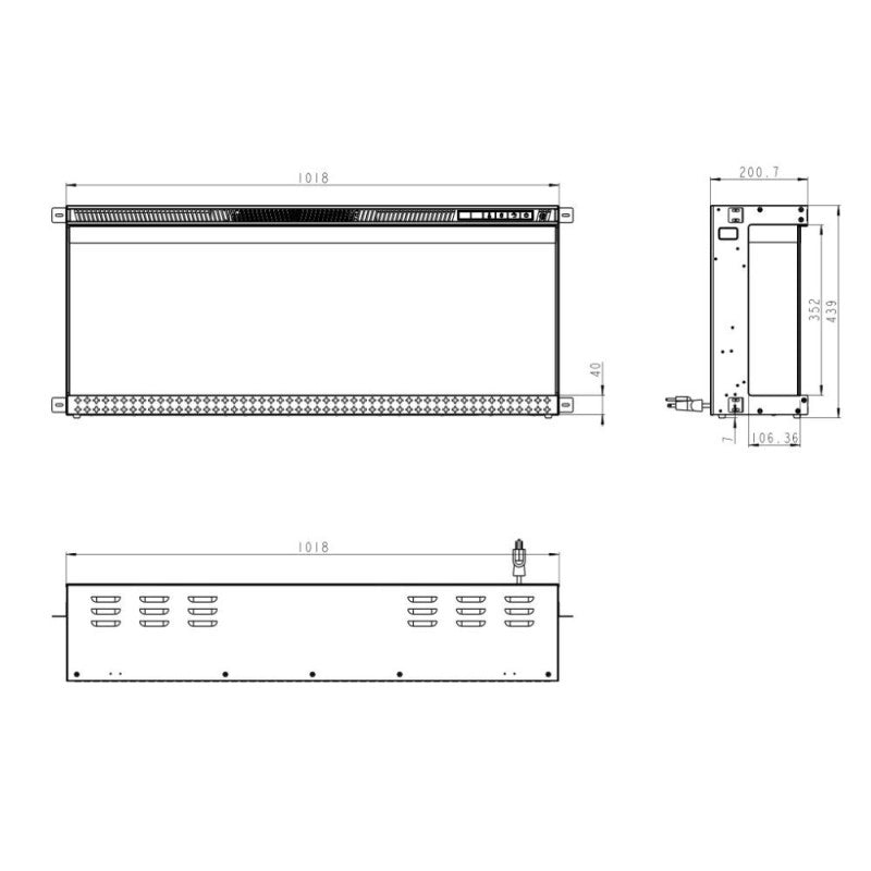 Camino Elettrico da Parete Boston100 – L101,6×P20×H44
