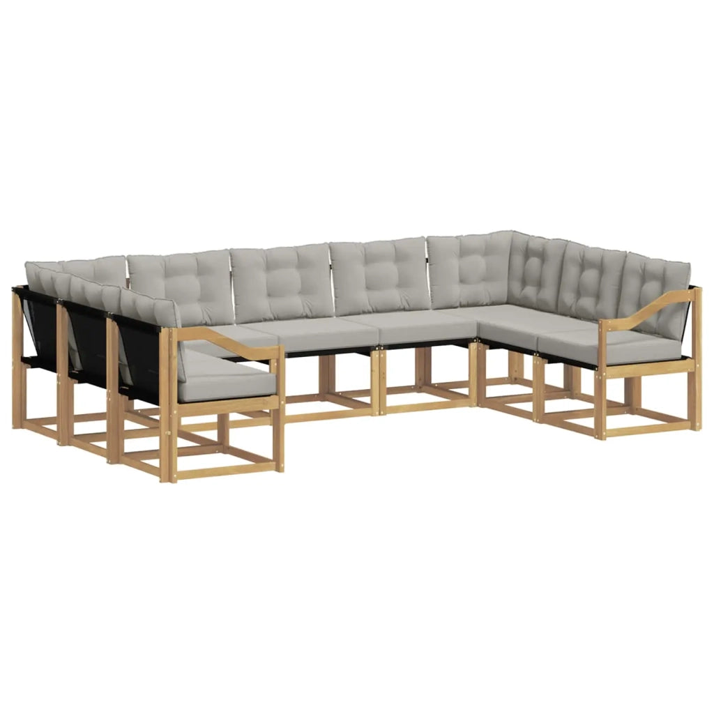 Set di divani da esterno 9 pz Bianco e Grigio Chiaro 3389869
