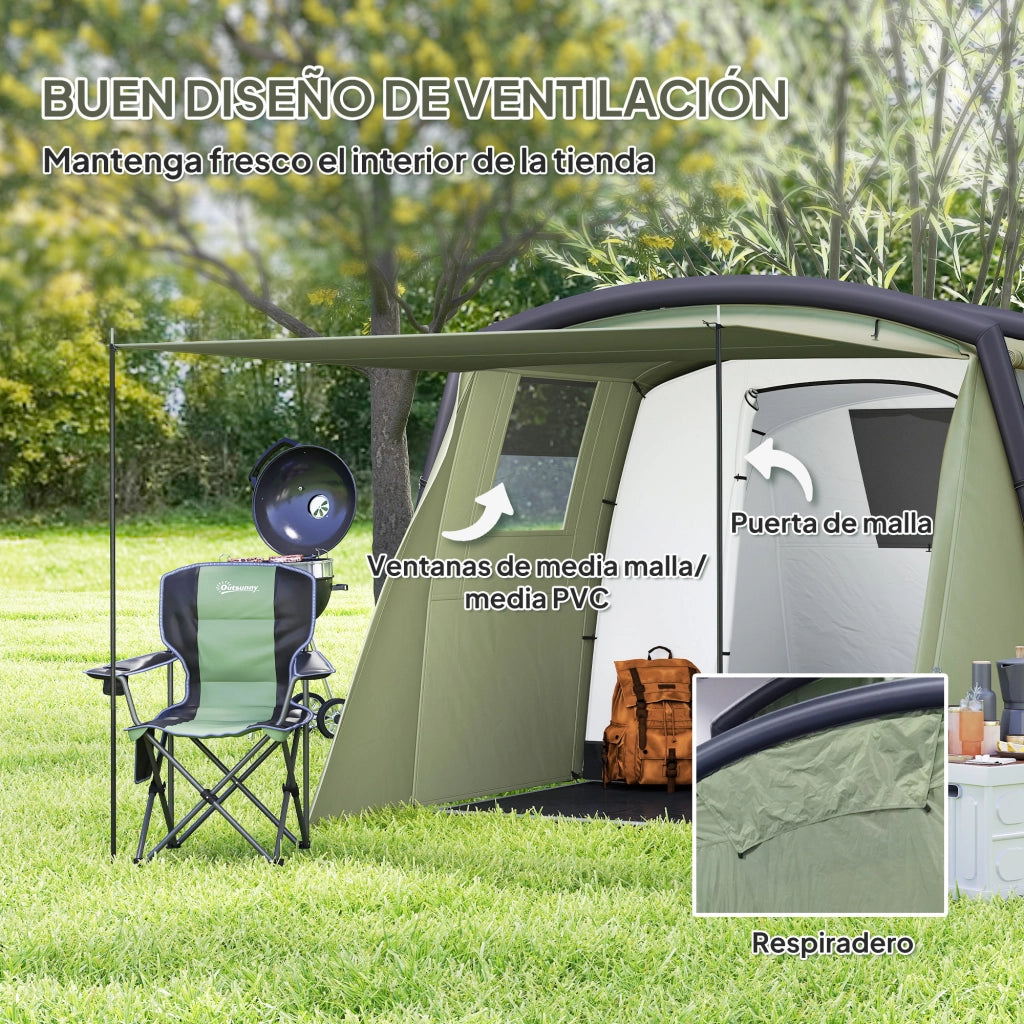 Tenda da Campeggio Tunnel Gonfiabile 3-6 Persone ¨C Xylo ¨C Con Veranda Finestre a Rete Verde Oliva