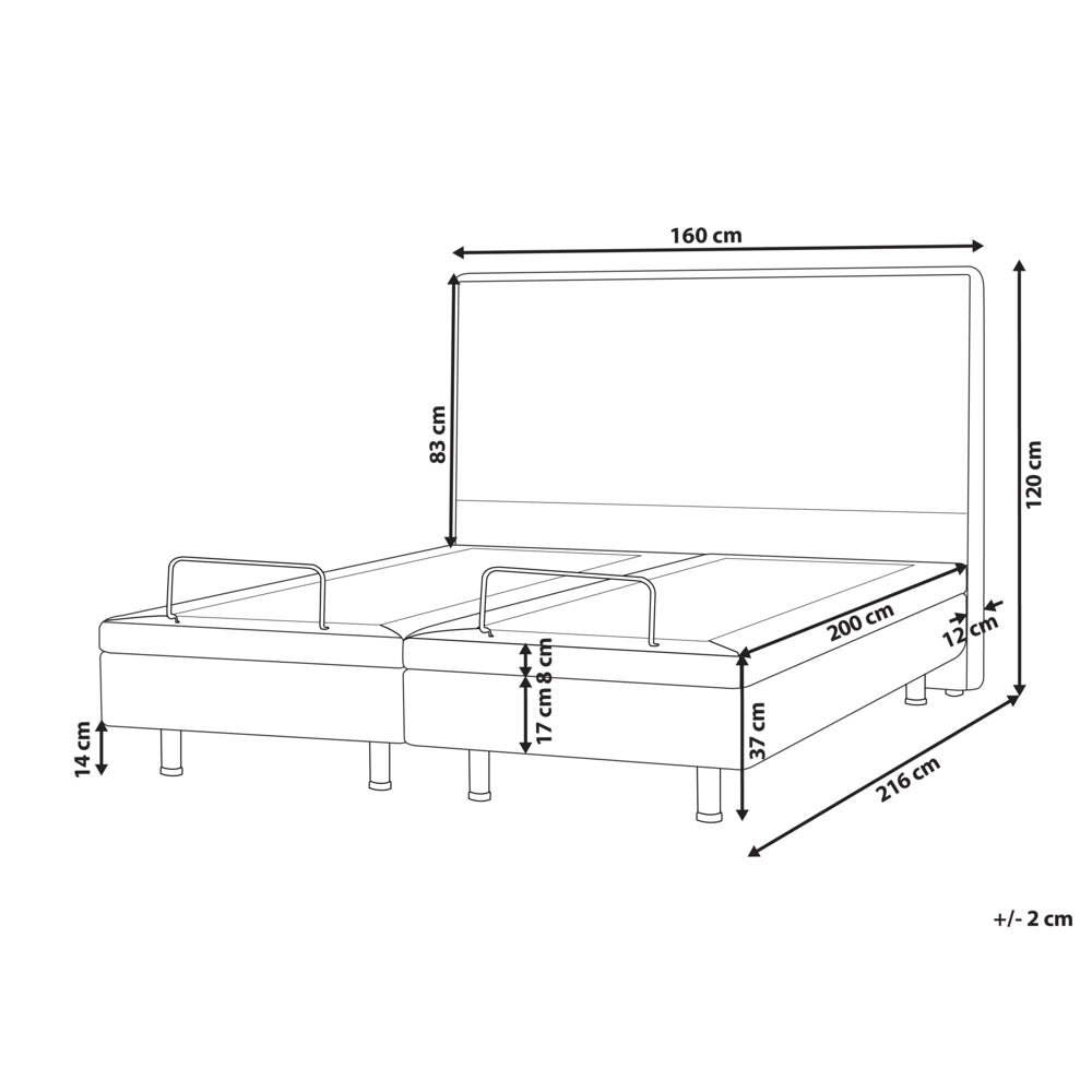 Letto matrimoniale Tessuto grigio chiaro Elettrico 160 x 200 cm regolabile tramite telecomando Rivestimento in ciniglia