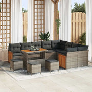 Set Divano da Giardino con cuscino 14 pcs Grigio polyrattan