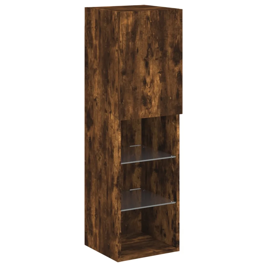 Mobile TV con Luci LED-Credenza TV-Console TV Rovere Fumo 30,5x30x102 cm