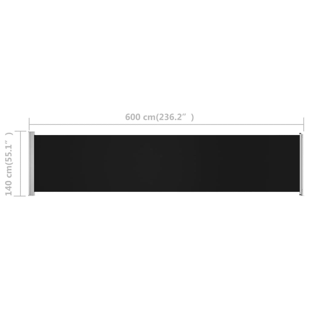 Tenda da sole laterale retrattile 140 x 600 cm nera 02_0007269