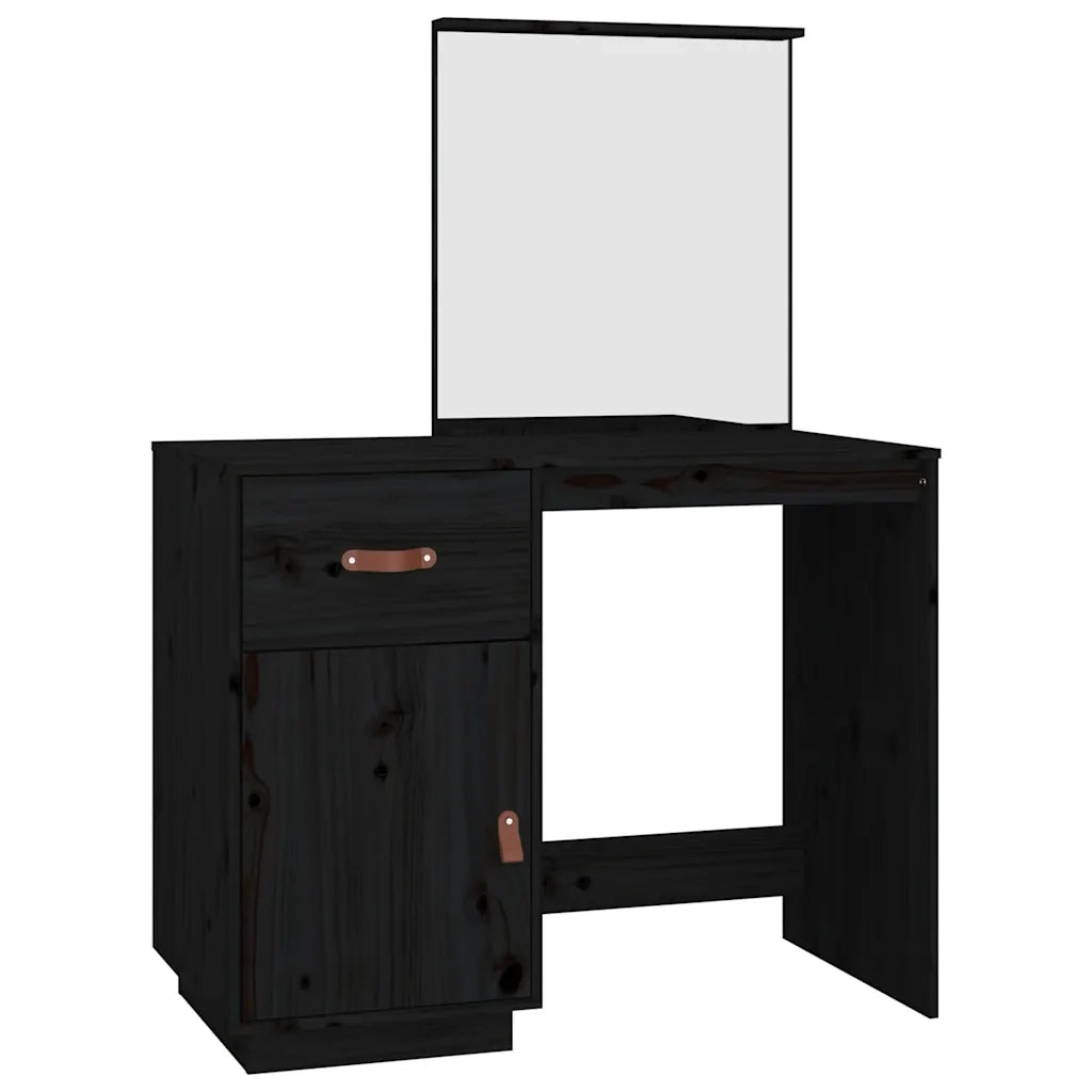 Toeletta Nera 95x50x134 cm in Legno Massello di Pino 820091