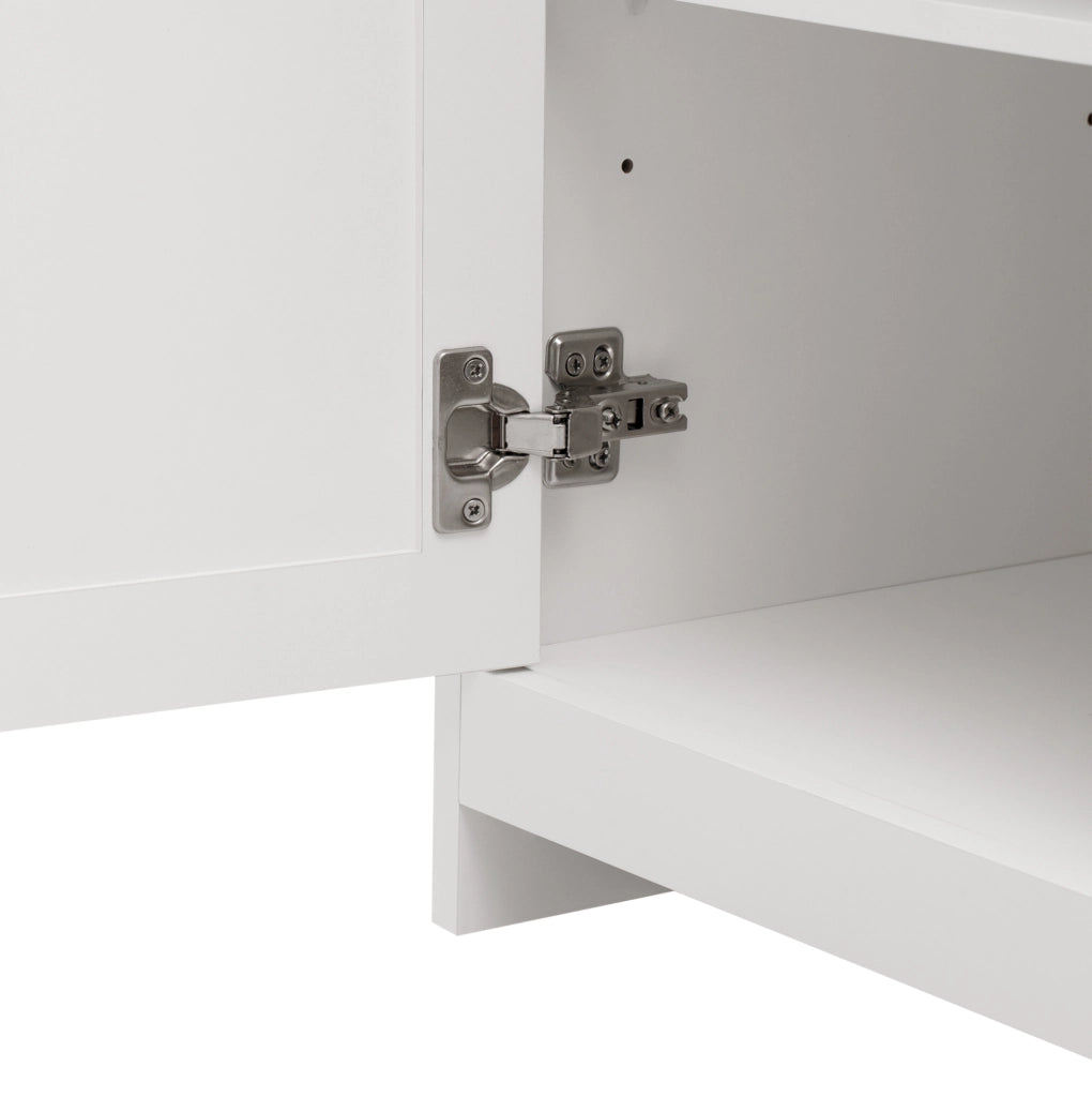 Credenza buffet rustica 160 cm con 4 ante; 3 cassetti e ripiani regolabili; bianco e legno