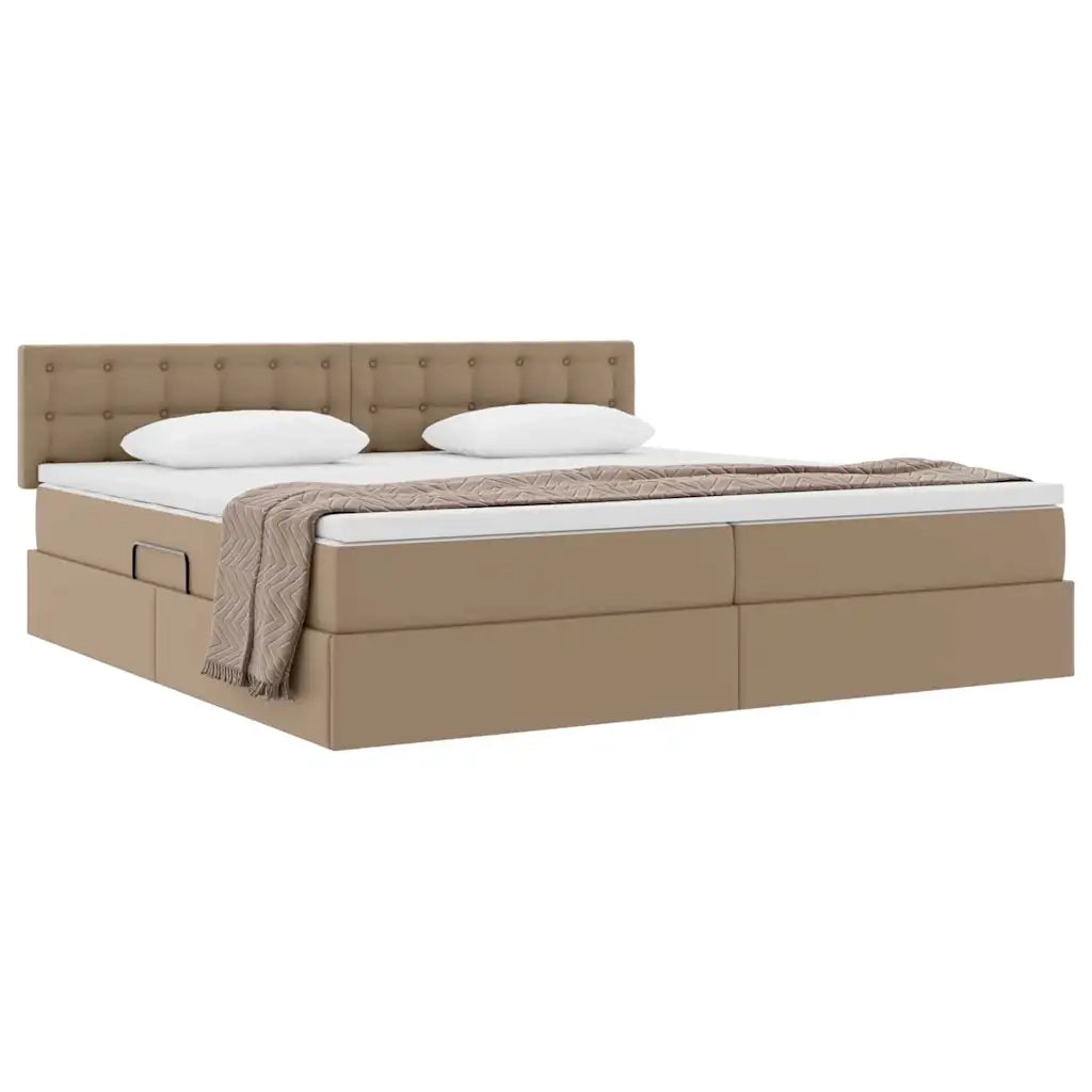 Letto con contenitore e materasso Cappuccino 200 x 200 cm 3370412