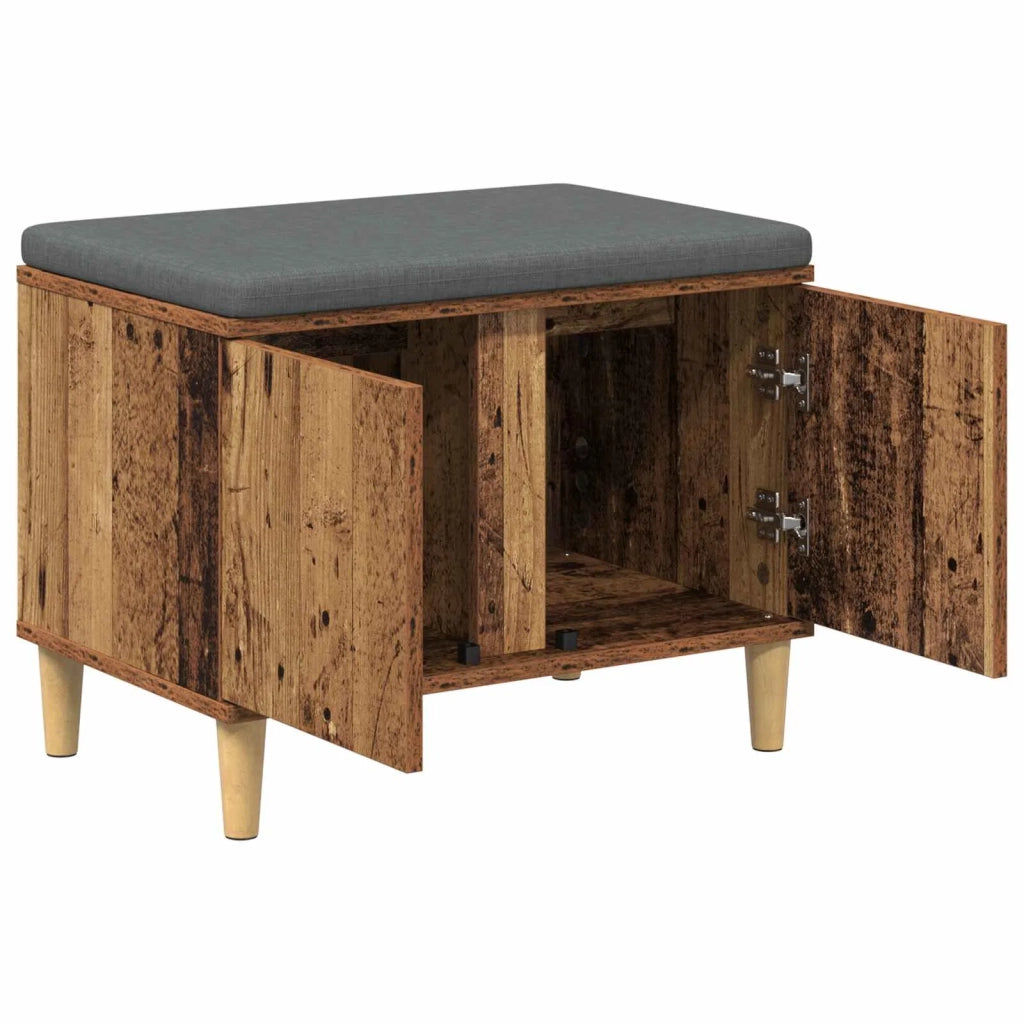 Panca per ingresso con cuscino-Sgabello-Panca da Corridoio Legno vecchio 60 x 38 x 46 cm 119823