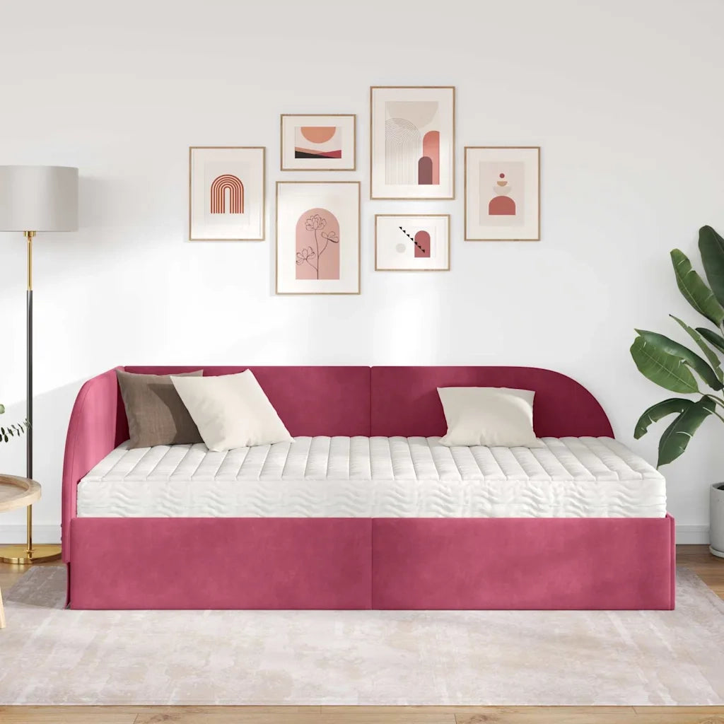 Struttura Letto Angolare con Materasso 2 pcs Verde Velluto 3394178