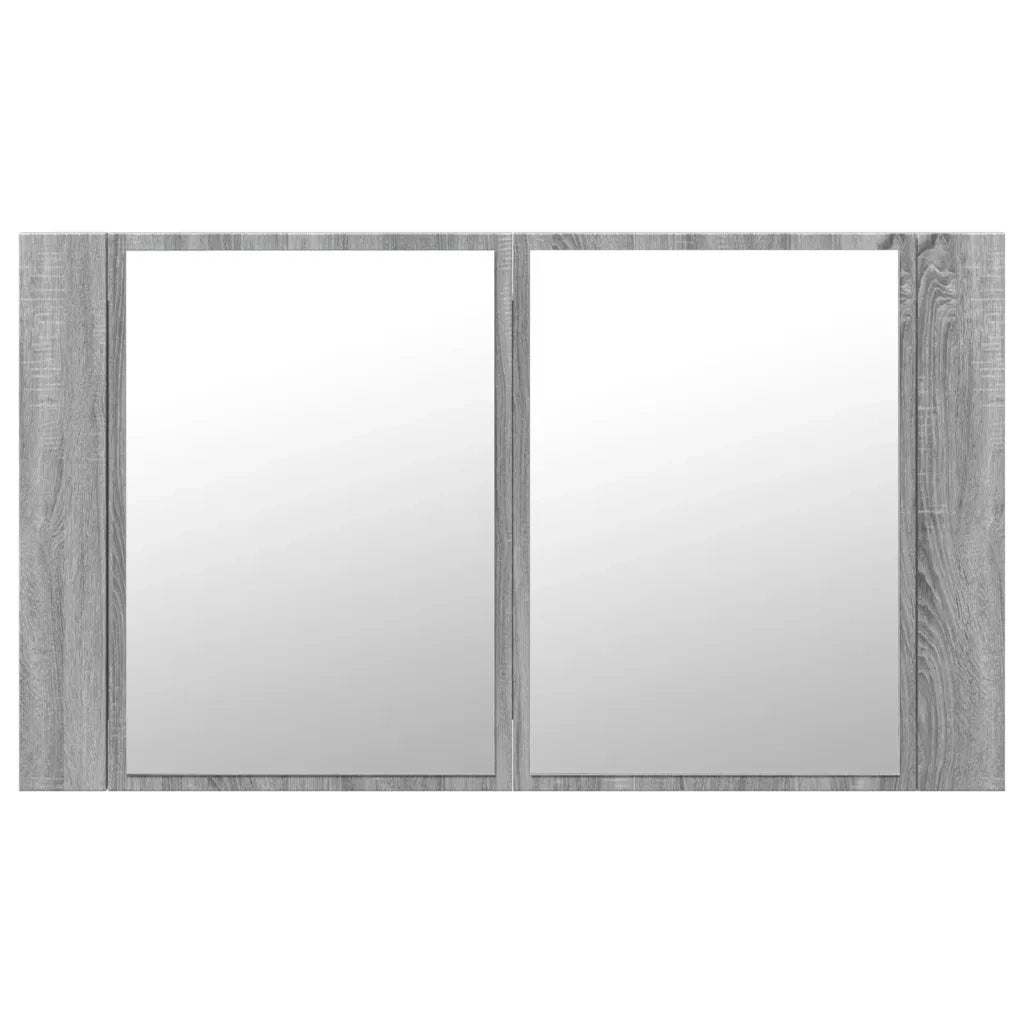 Armadietto a Specchio con LED-Mobile con specchio Grigio Sonoma 80x12x45cm Acrilico
