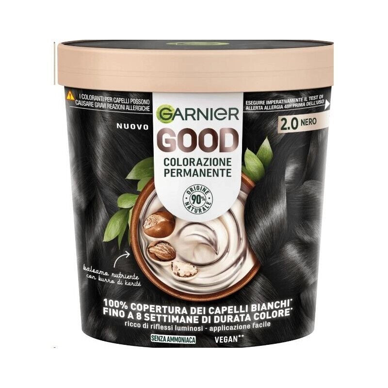 GARNIER GOOD TINTA CAPELLI 2.0 NERO COLORAZIONE PERMANENTE SENZA AMMONIACA 90% NATURALE