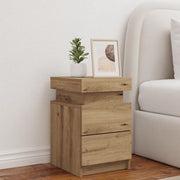 Comodino con LED-Tavolino da notte Rovere Artigianale 35x39x55 cm in Truciolato