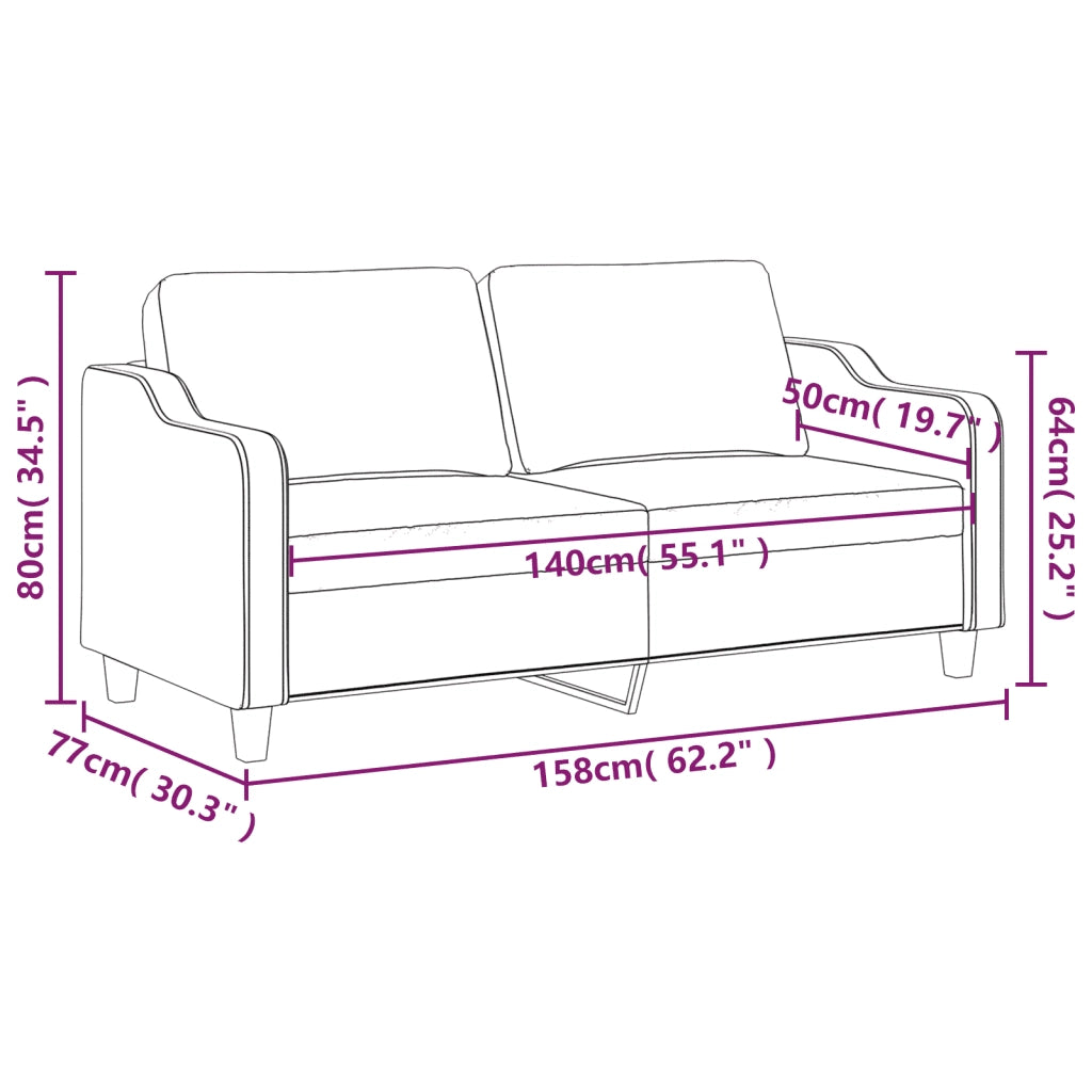 Divano a 2 Posti-Sofa 2 Posti Marrone 140 cm in Tessuto 894165