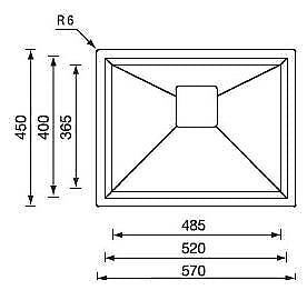 CM glamour 57 x 45 Lavello ad incasso Rettangolare Acciaio inossidabile