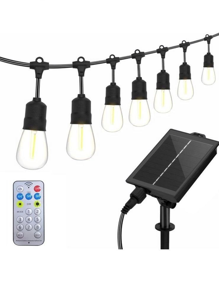 CATENE CATENA LUMINOSA CON PANNELLO SOLARE 10 MT 12 LAMPADINE DA ESTERNO