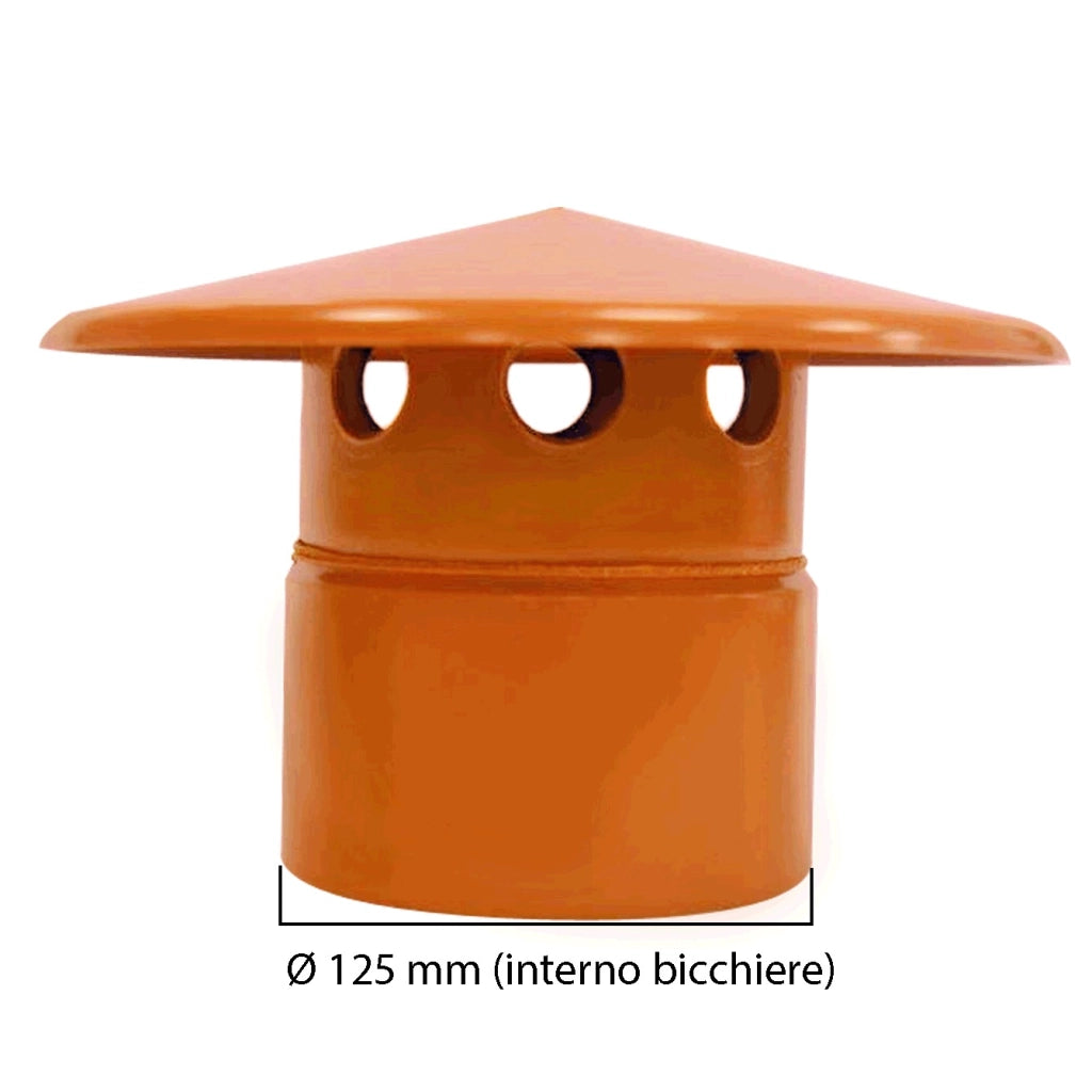 Testa esalatore  in pvc : Colore - "Tegola" - RAL 8023, Diametro - 125