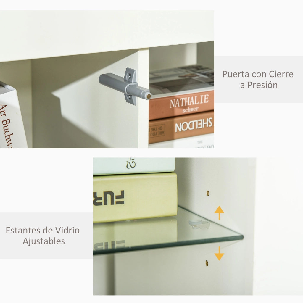 Cassettiera Moderna con Luci LED ¨C Minimal ¨C Bianco 97x35x83 cm