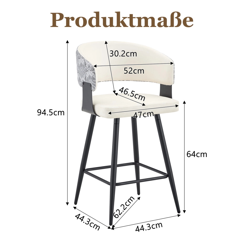Set di 2 sgabelli da bar con schienale, sgabelli da cucina moderni, seduta in similpelle, struttura in metallo, poggiapiedi stabile, design ergonomico