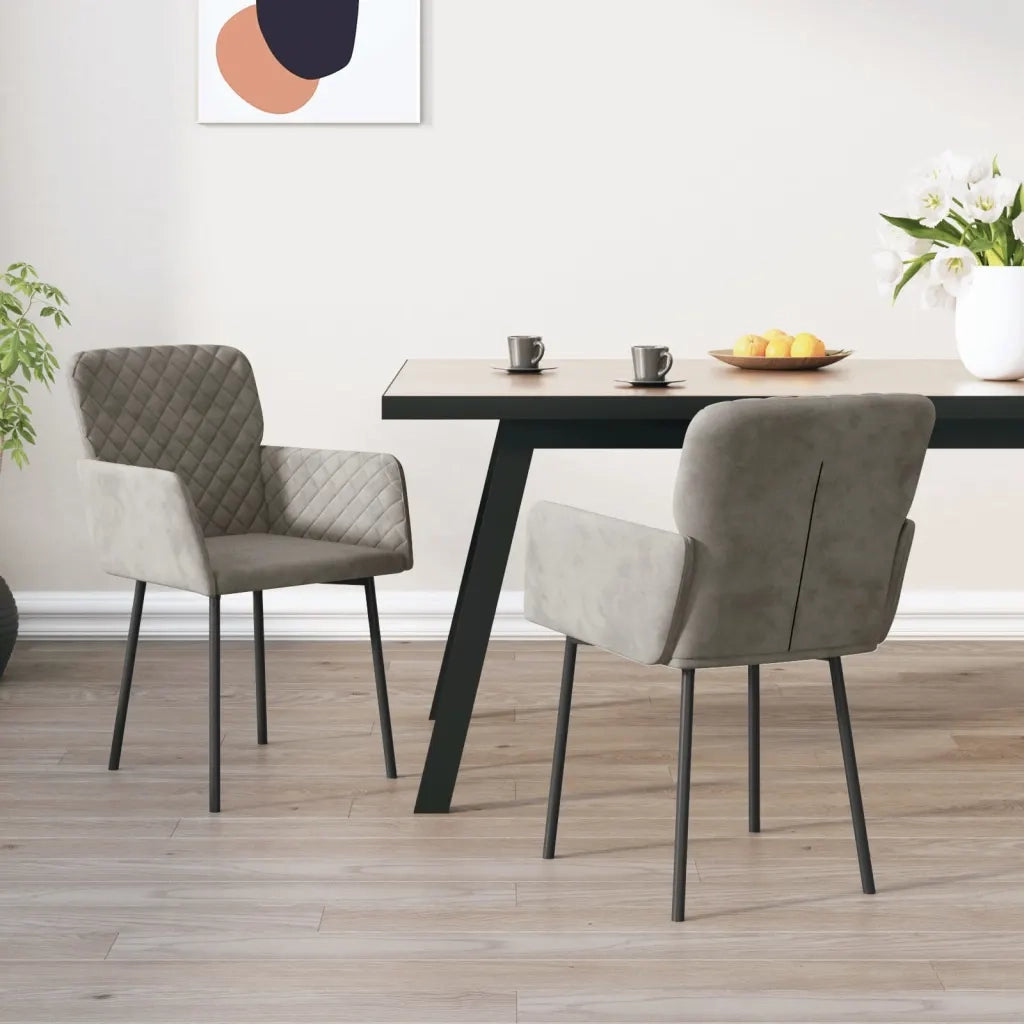 Sedie da Pranzo 2 pz | Sedie da cucina Grigio Chiaro in Velluto