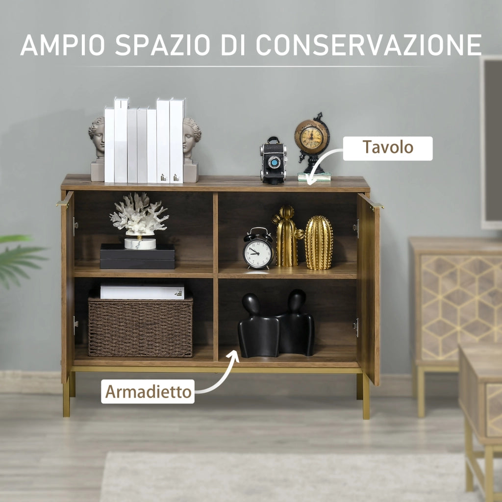 EasyComfort Mobile da Ingresso Moderno con Decori Dorati e Gambe in Acciaio, 99x39x75.5cm