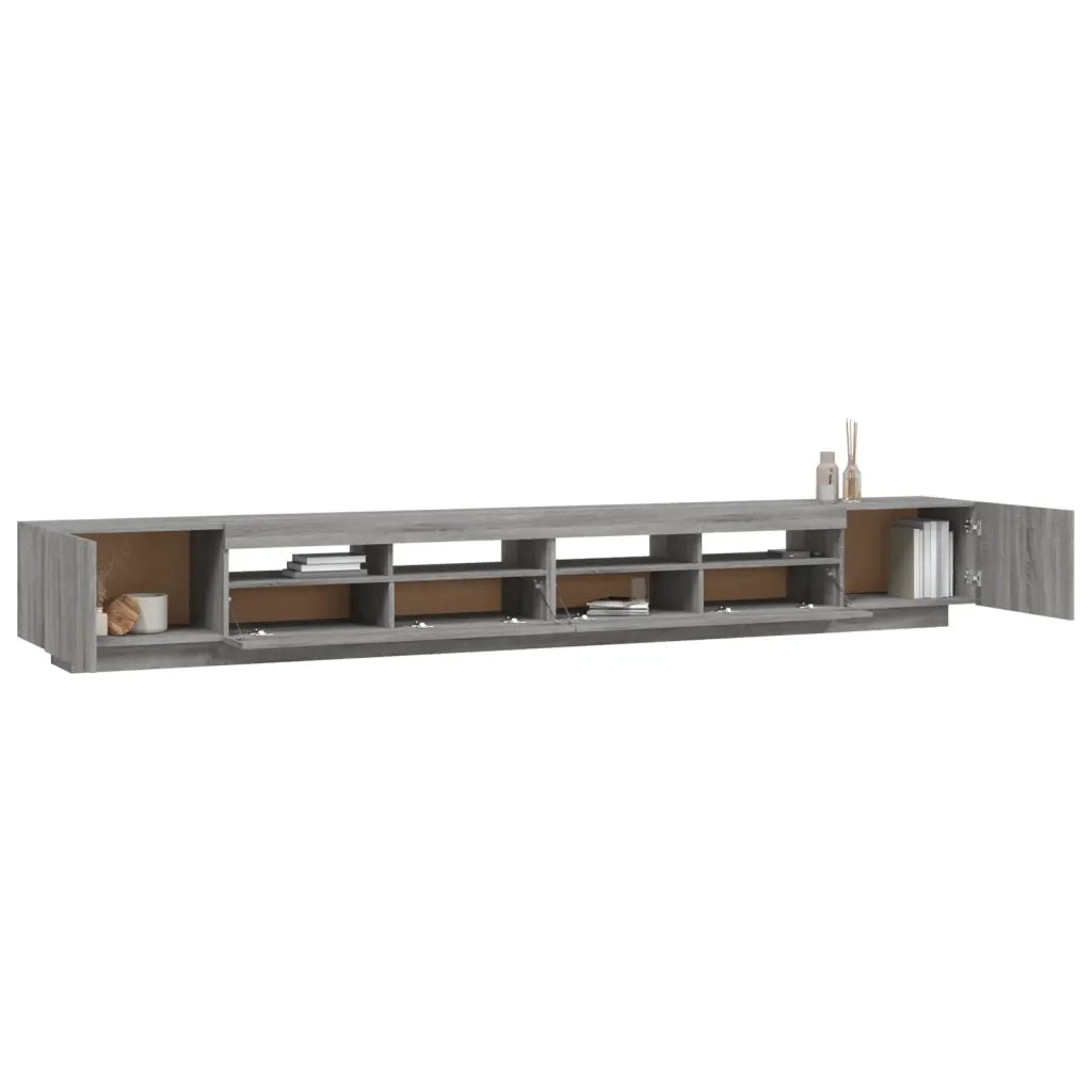 Set Mobili TV 3 pz con Luci LED-Set di 3 Credenza per TV Grigio Sonoma Legno Multistrato 460826