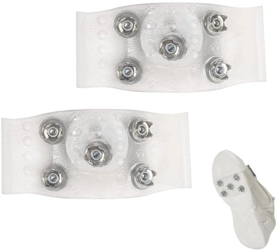 Antiscivolo per escursioni invernali - Resistente al freddo - Punti di appoggio autoadesivi - Sistema di regolazione della chiusura - Per escursioni invernali - Design trasparente - Cinturini per scarpe