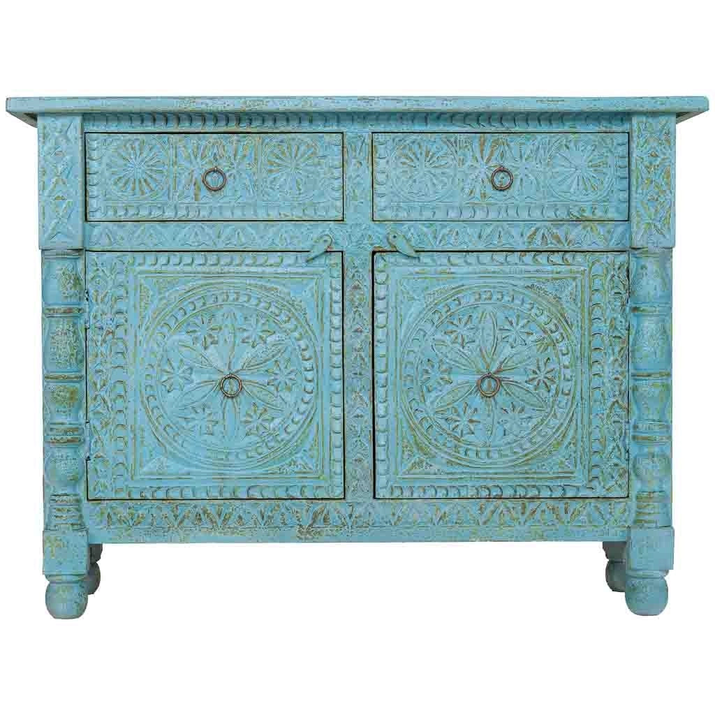 Credenza in legno blu 120x40x90 cm