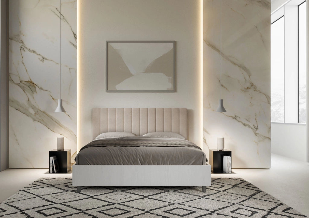 Letto Matrimoniale 160x190 cm con Rete Kaia Sabbia