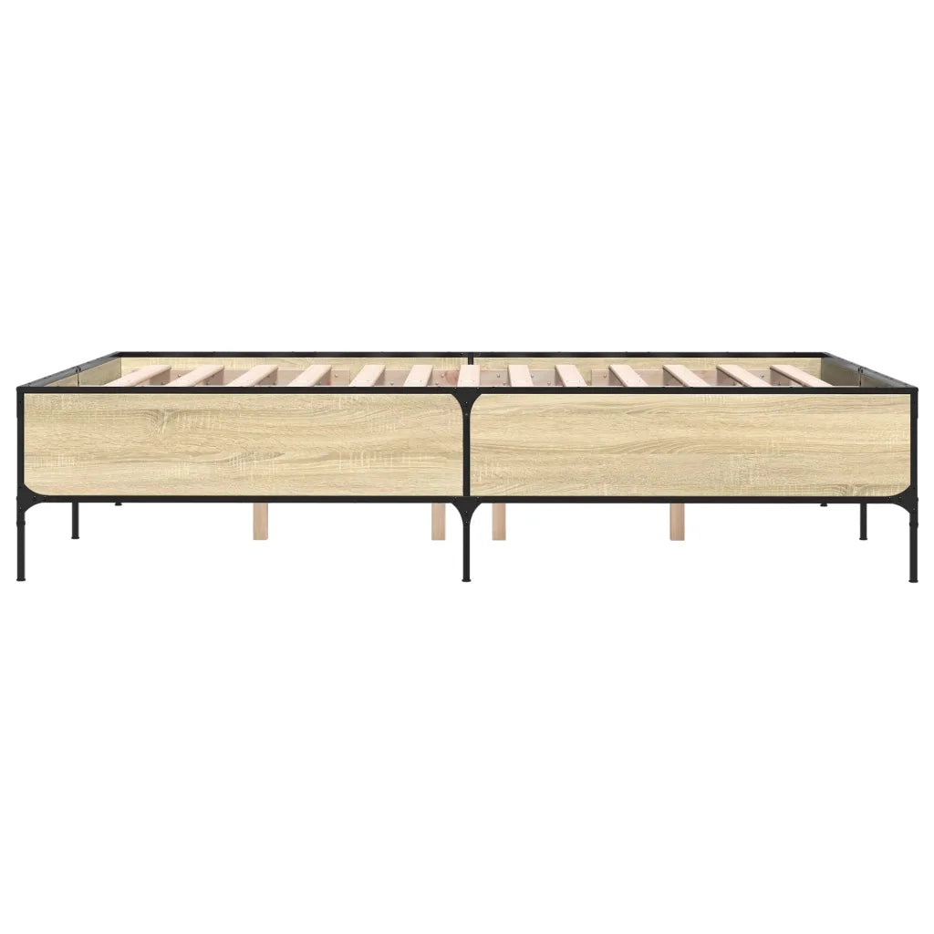 Giroletto-Struttura Letto Rovere Sonoma 150x200 cm in Legno Multistrato Metallo 830376