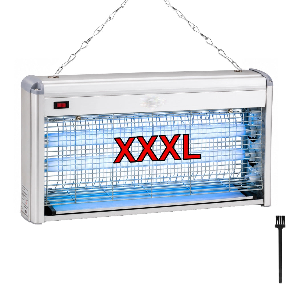 Lampada Insetticida XXXL Antizanzare Elettrico 40w (2x20w), Zanzariera Elettrica contro Insetti, Zanzare e Mosche - Con catena e spazzolina per pulizia