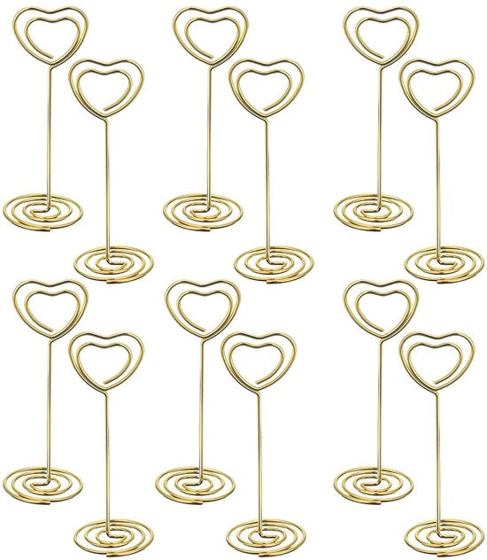 Pacco di 12 cartucce per cartellino d'invito, supporto per foto, cartellino d'invito, cartellino per il luogo delle nozze, clip per foto e memo per il matrimonio, decorazione per festa di compleanno