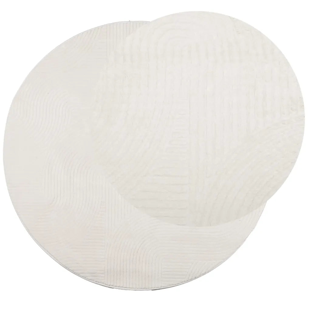 Tappeto IZA a Pelo Corto con Aspetto Scandinavo Crema Ø 160 cm 375448