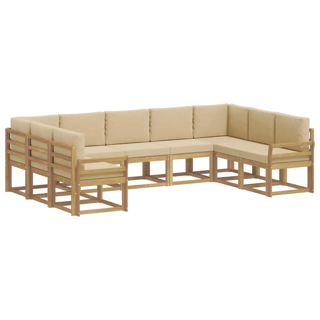Set di divani da esterno con cuscino 9 pcs Bianco e Beige 3388222