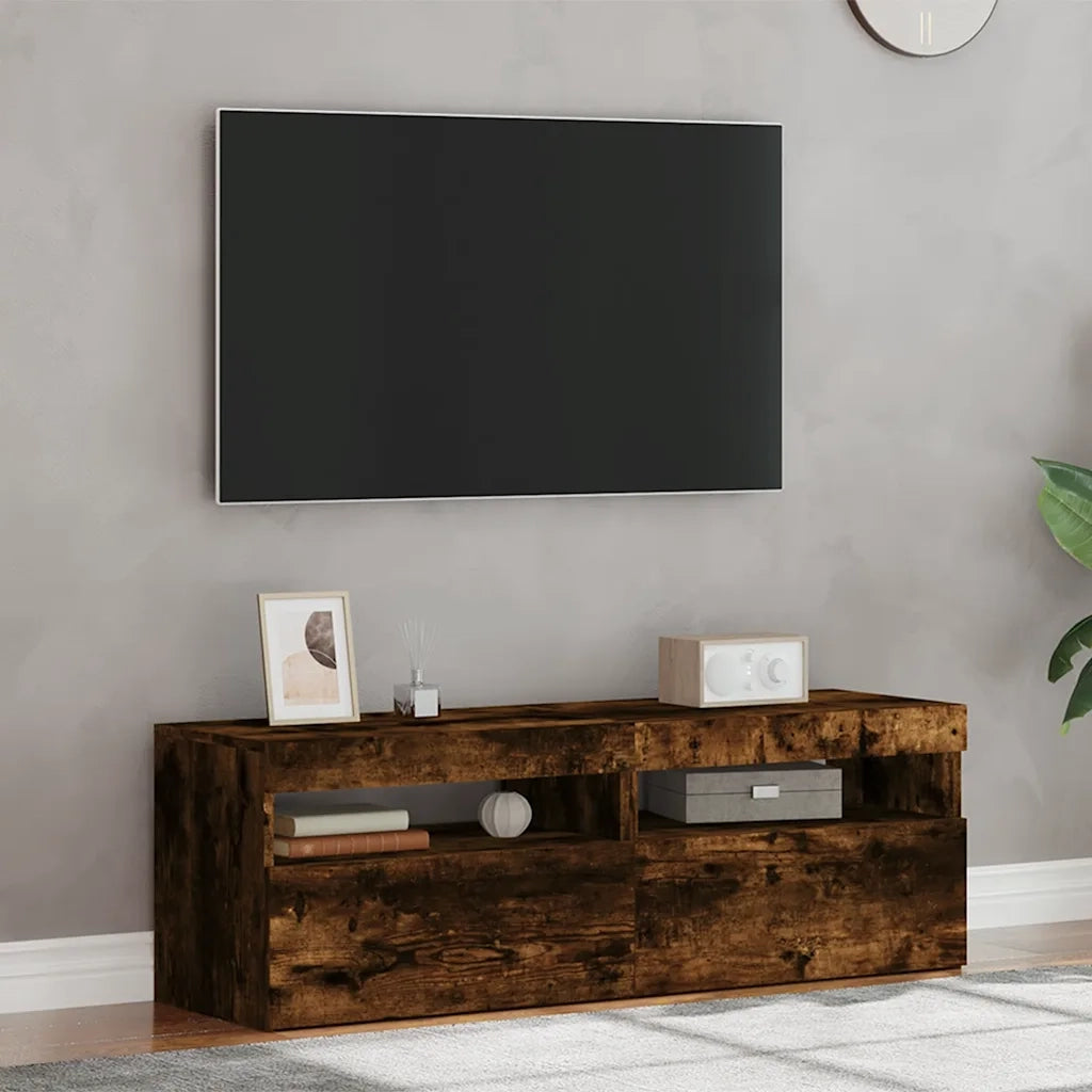 Mobili Porta TV con Luci LED 2 pz-Set di 2 Credenza per TV Rovere Fumo 60x35x40 cm