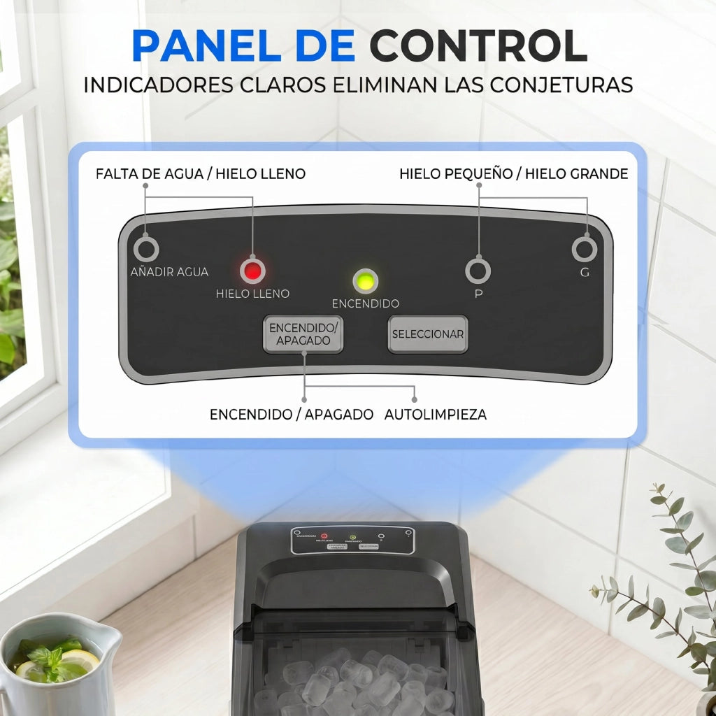 Macchina per il Ghiaccio Autopulente ¨C Minimal ¨C 12 kg/24h, 9 cubetti in 7 minuti, 2 formati, 1.5L, blu