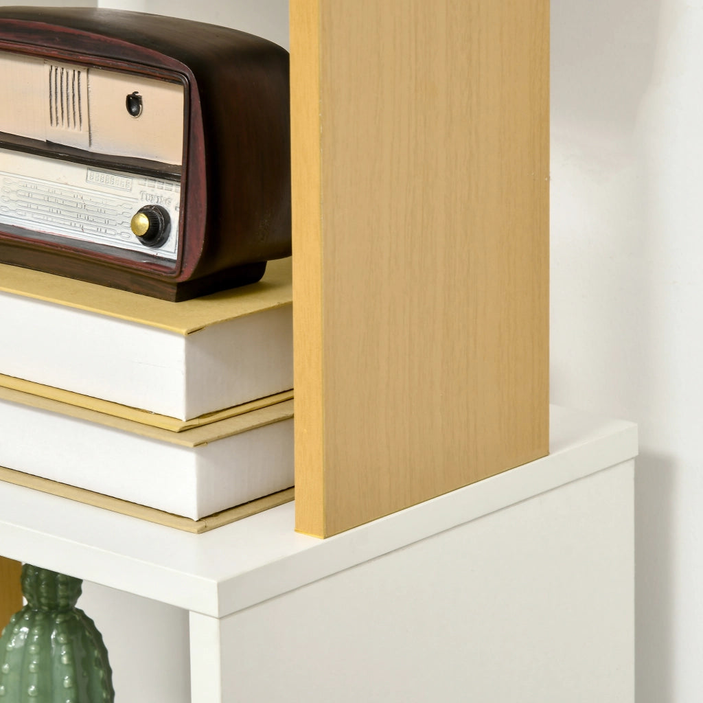Libreria a Forma S con 5 Ripiani per Libri ¨C Zephmum ¨C Bianco 33x28x161 cm