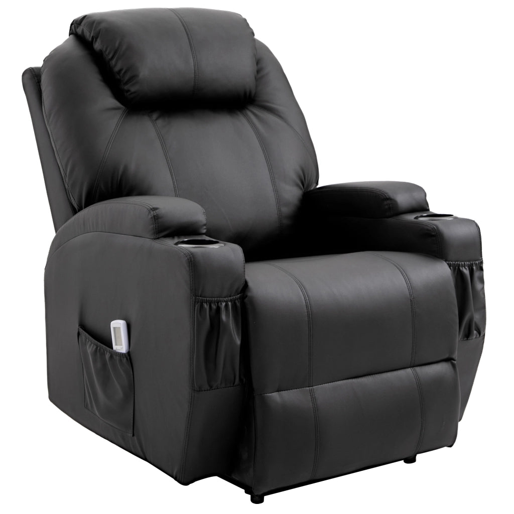 Poltrona Massaggiante Reclinabile Elettrica ¨C Minimal ¨C Rivestimento in Similpelle Nero
