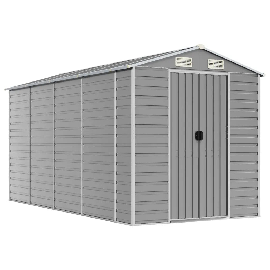 Casetta da giardino grigio chiaro 191x385x198 cm in acciaio zincato 3188245