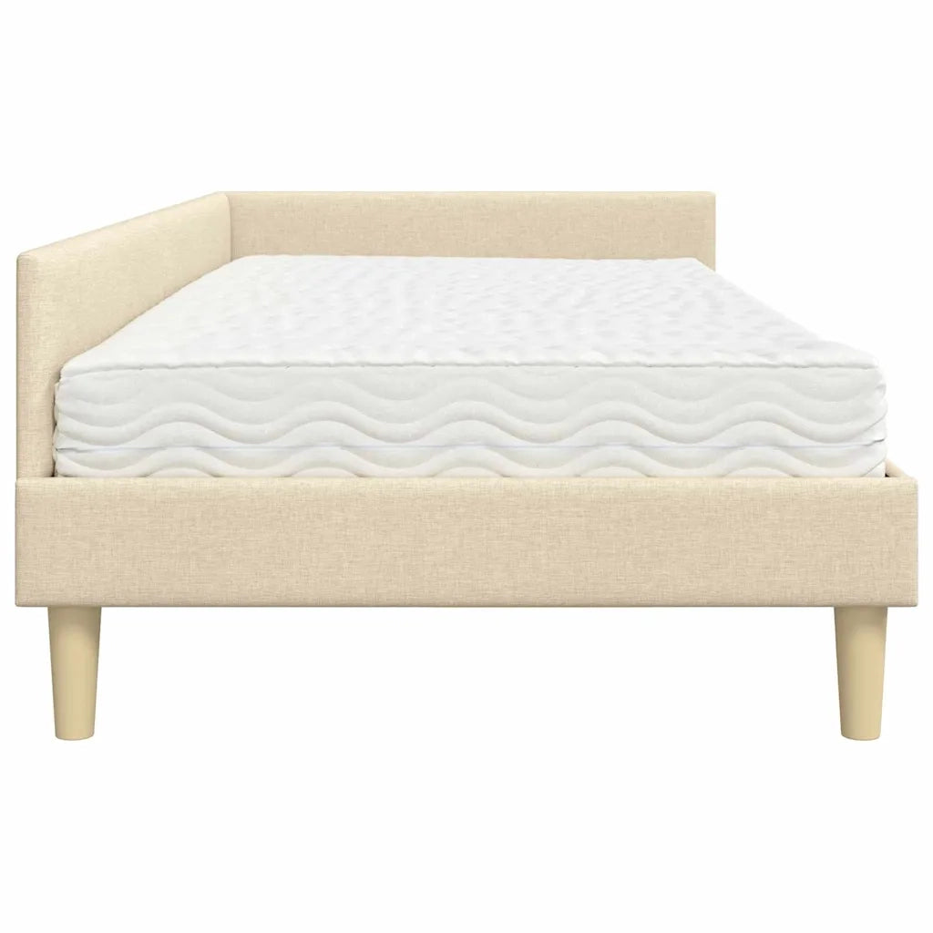 Struttura Letto Angolare con Materasso 2 pcs Crema Tessuto 3393659