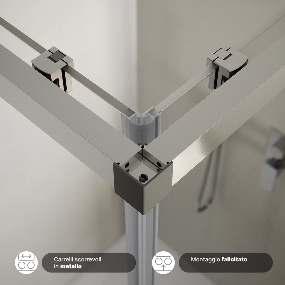 Box doccia  75x75 cm scorrevole vetro 6mm trasparente con trattamento anticalcare h195cm scorrevole | Aruba