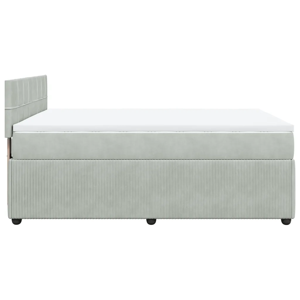 Giroletto a Molle con Materasso Grigio Chiaro 160x200cm Velluto 3290082