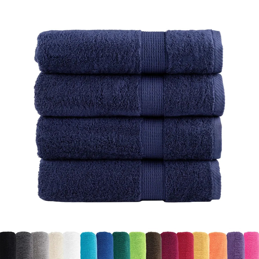 Asciugamani Premium SOLUND 4 pz | Teli per bagno Blu Navy 50x100 cm 600 g/m2