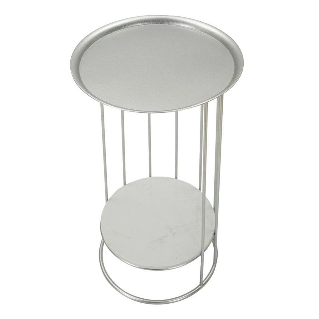 Tavolino VKH583, Argento, Marmo, 40x40x76 cm