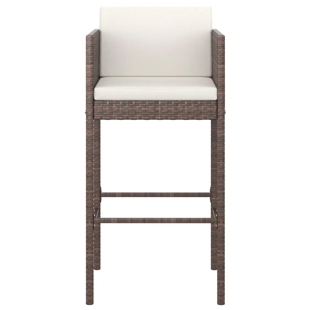 Set Bar da Giardino 3 pz con Cuscini in Polyrattan Marrone 3094786