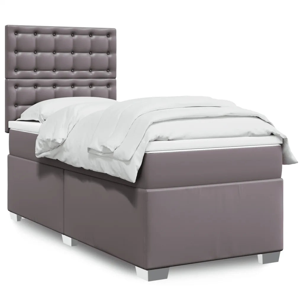 Giroletto a Molle con Materasso Grigio 100x200 cm in Similpelle 3293010