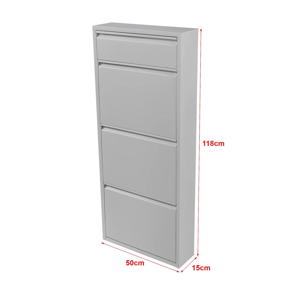 Scarpiera con 4 cassetti 118 x 50 x 15 cm inclinabile bianco 03_0007640