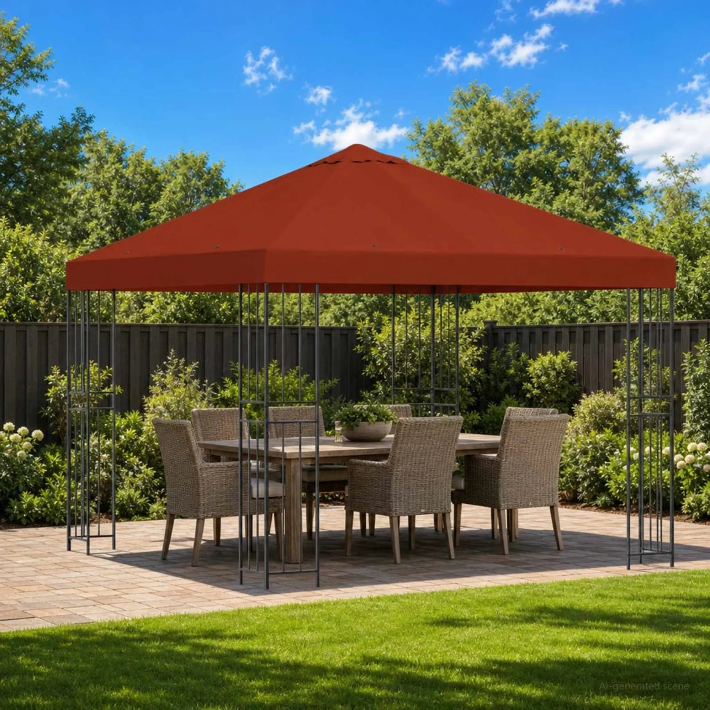 Gazebo | Pergolato 3 x 3 m Terracotta Poliestere e Acciaio 190 gsm