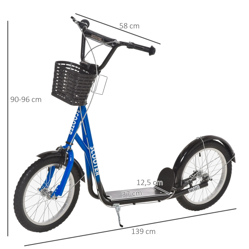 Monopattino per Bambini con Freno e Cestino ¨C Xylo ¨C Altezza Regolabile 5-12 Anni Blu Nero
