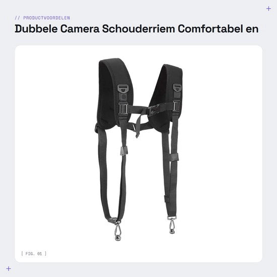 Cinturino per Fotocamera - Supporto per la Spalla - Doppio - Flessibile - Assorbe gli Impatti - Materiale Nylon Duraturo - Cinturino per Fotocamera con Supporto per la Spalla