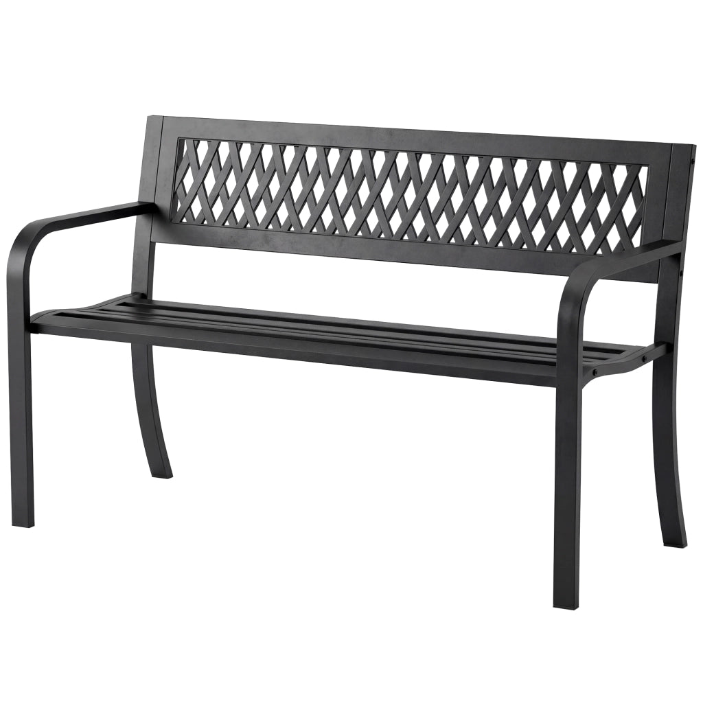 Panchina Giardino 2 Posti con Braccioli ¨C zephmum ¨C Metallo Nero 119x50x75 cm